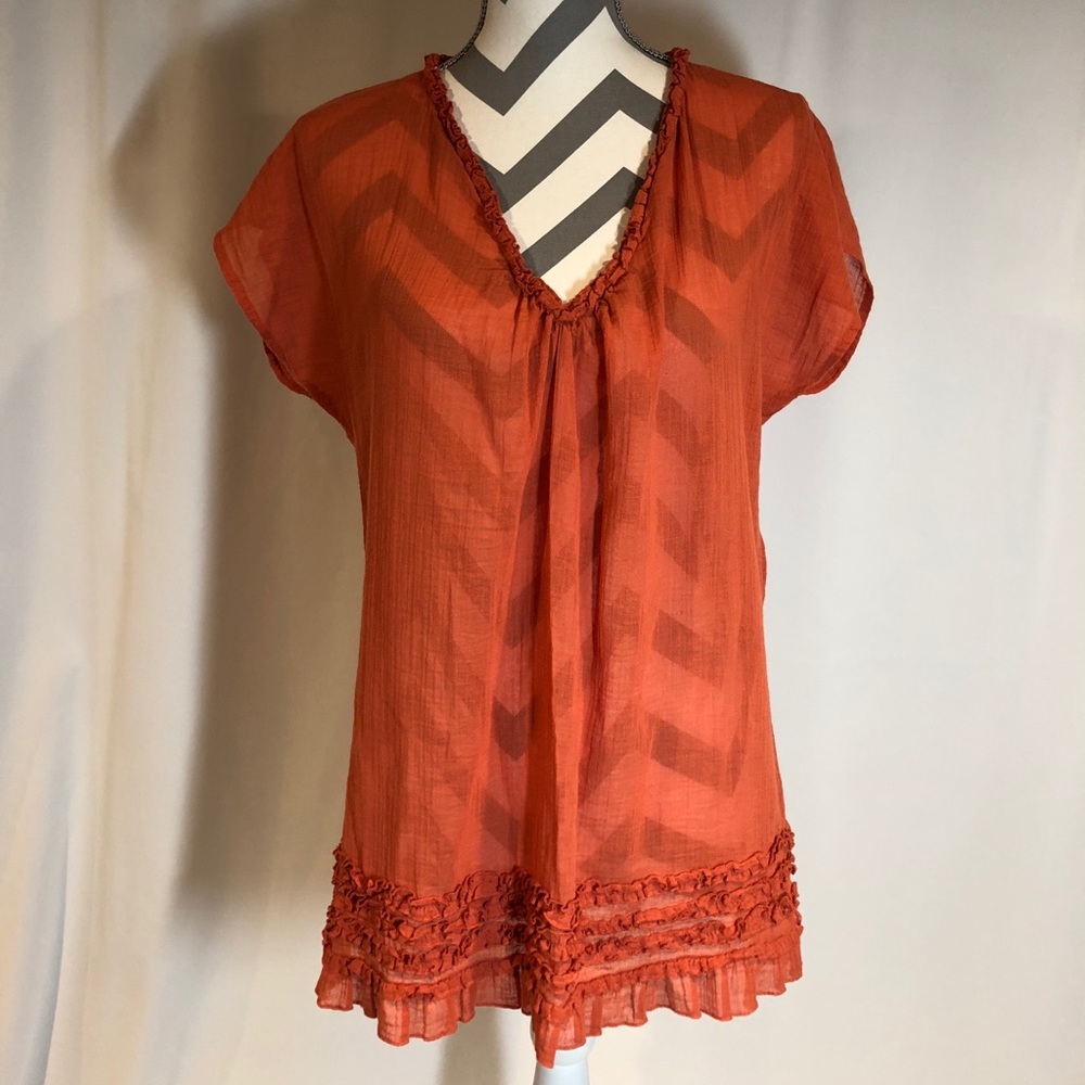 EUC J Crew Orange Gauze Top